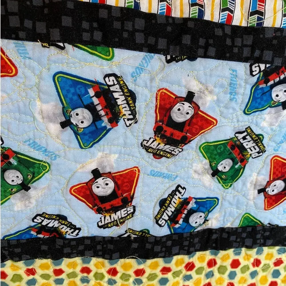 Handmade Thomas the Tank Engine & Friends Quilted Pieced Throw Crib Quilt